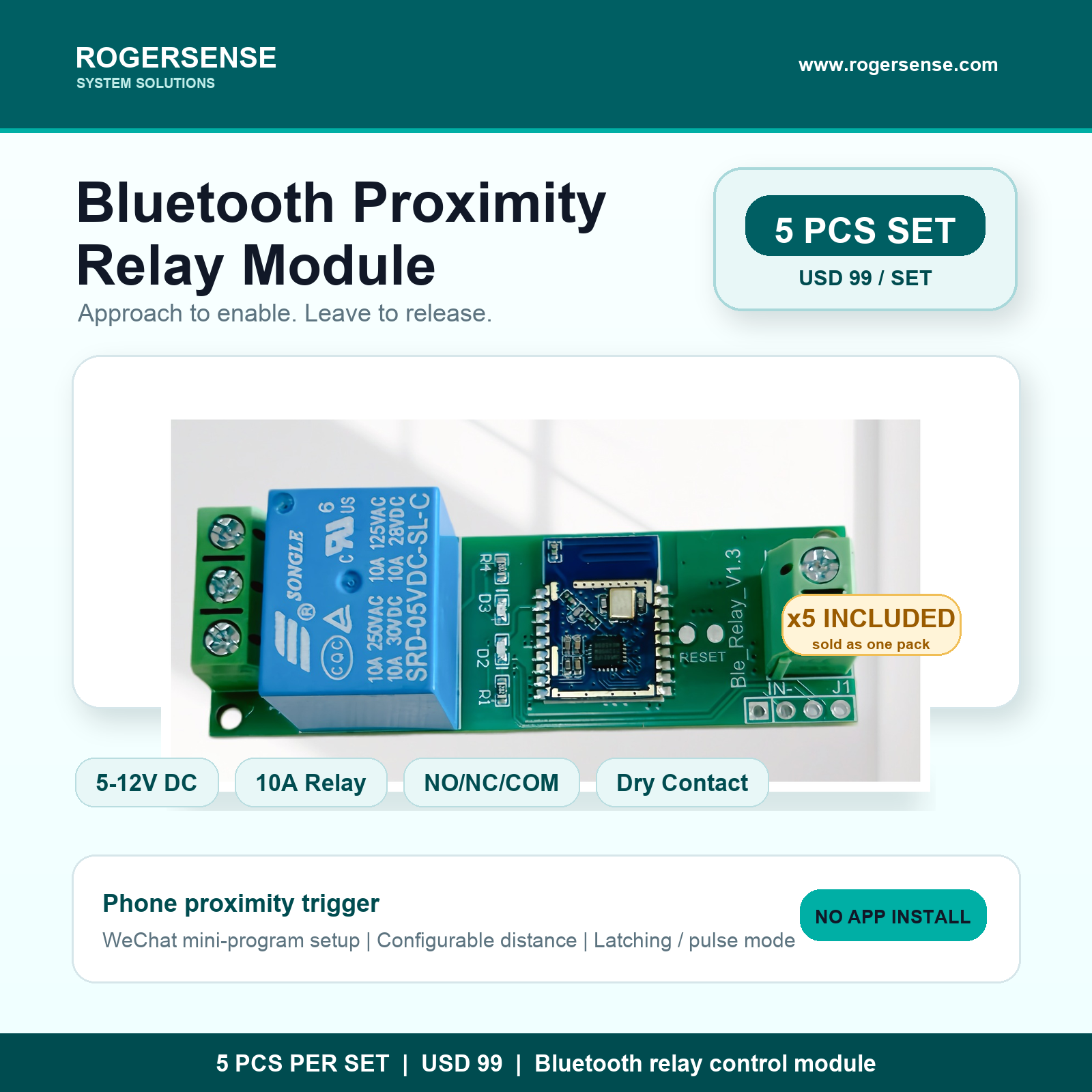 Bluetooth Proximity Relay Module 5PCS Set